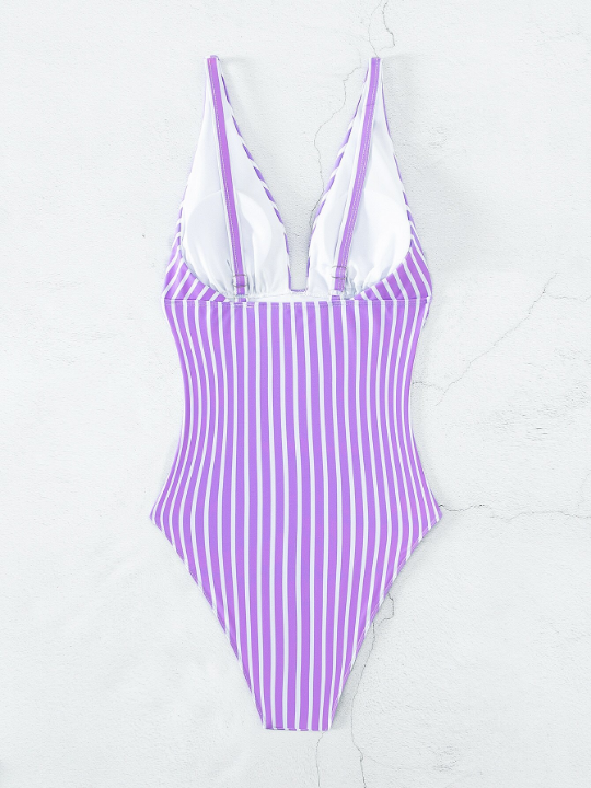 Swim Vcay Striped Ruched One Piece Swimsuit