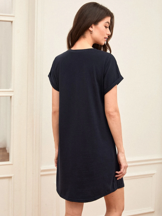 BASICS Rolled Cuff Solid Tee Dress