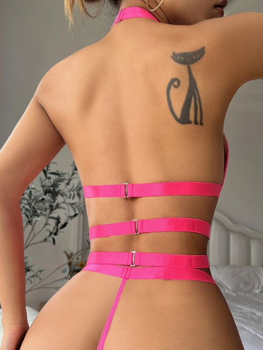 Floral Lace Chain Linked Garter Lingerie Set