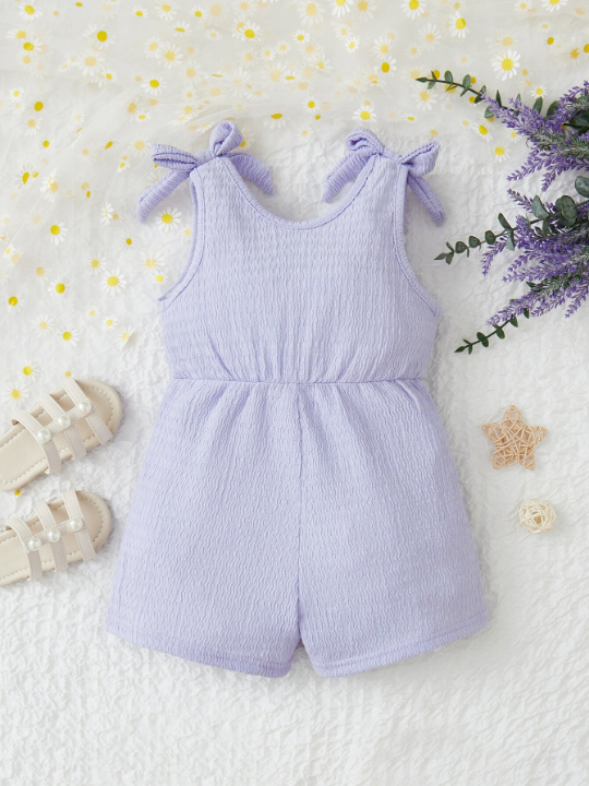 Baby Girl Knot Shoulder Overlap Collar Romper