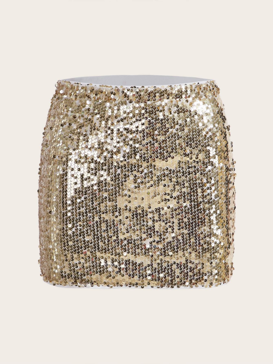 ICON Gold Sequin Bodycon Mini Skirt