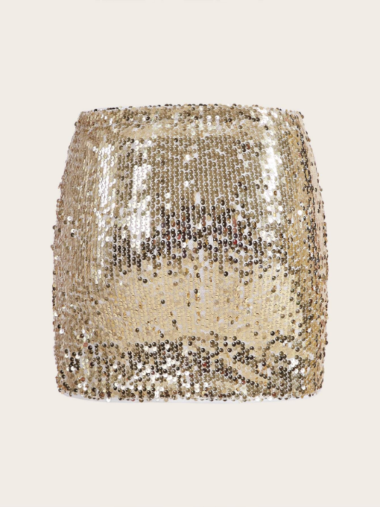 ICON Gold Sequin Bodycon Mini Skirt