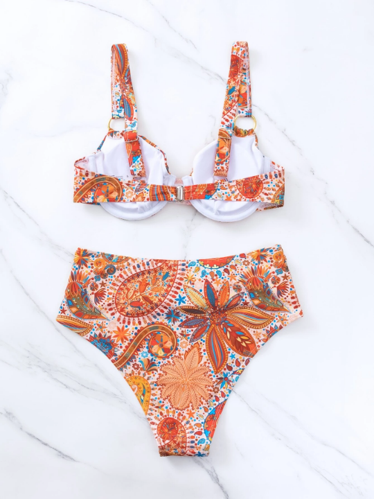 Floral Print Underwire Bikini Swimsuit