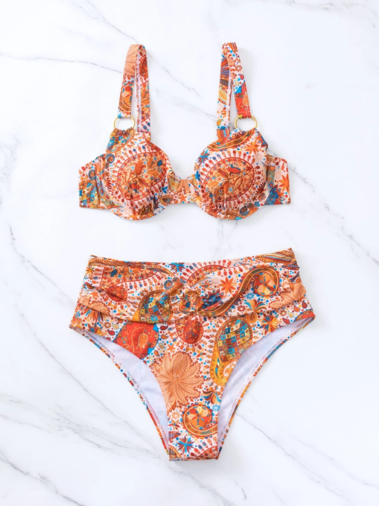 Floral Print Underwire Bikini Swimsuit