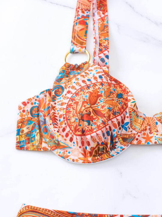 Floral Print Underwire Bikini Swimsuit