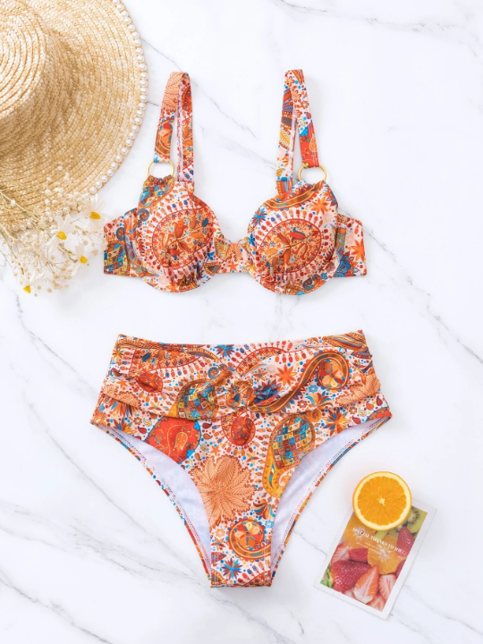 Floral Print Underwire Bikini Swimsuit