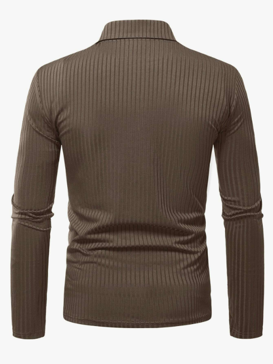 Manfinity Homme Men Ribbed Knit Quarter Zip Polo Shirt