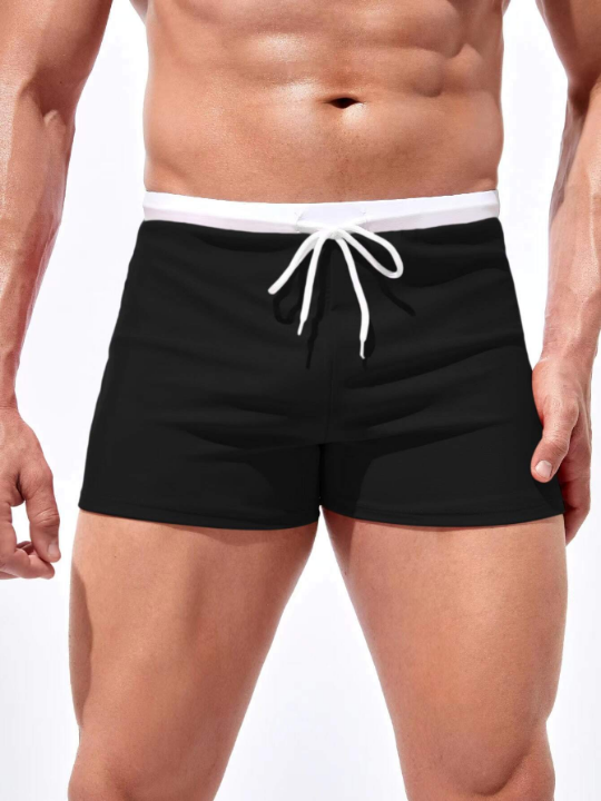 Manfinity Men Contrast Trim Swim Trunks