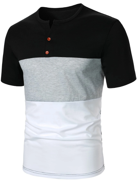 Manfinity Homme Men Color Block Quarter Button Tee