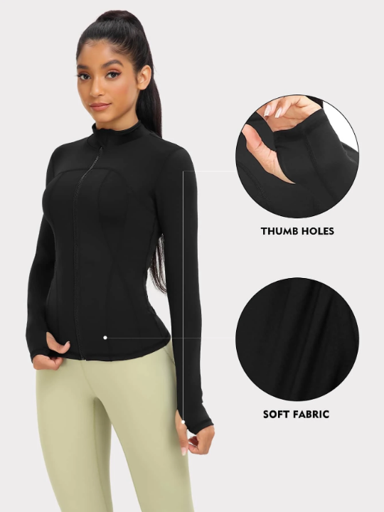 VUTRU Women's Slim Fit Sports Jacket With Thumb Holes Compression Shirt