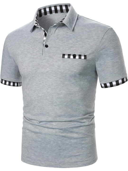 Manfinity Homme Men Gingham Trim Polo Shirt