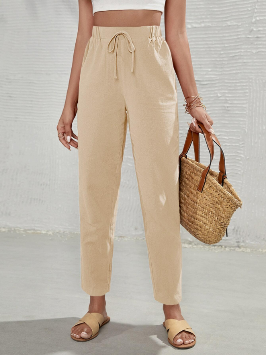 Frenchy Solid Knot Front Pants