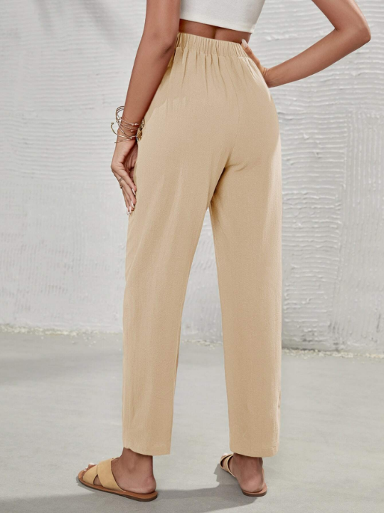 Frenchy Solid Knot Front Pants