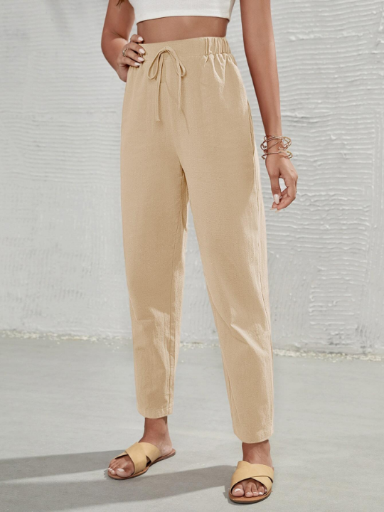 Frenchy Solid Knot Front Pants