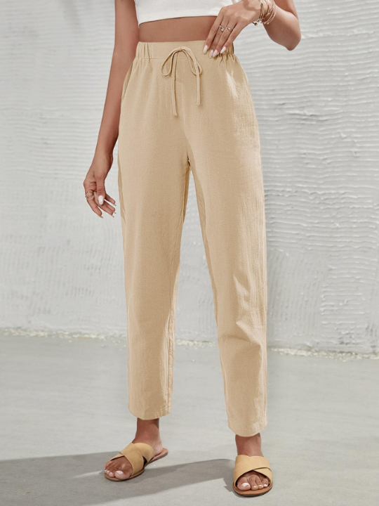 Frenchy Solid Knot Front Pants