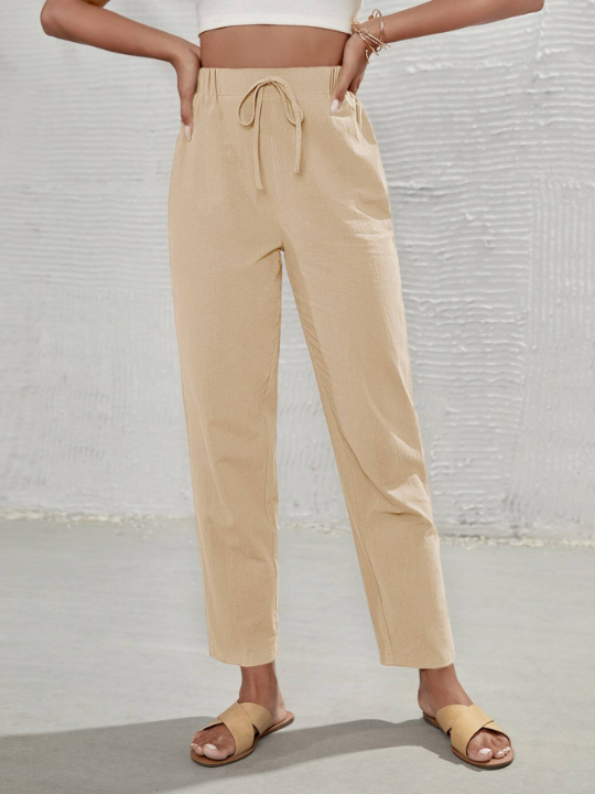 Frenchy Solid Knot Front Pants