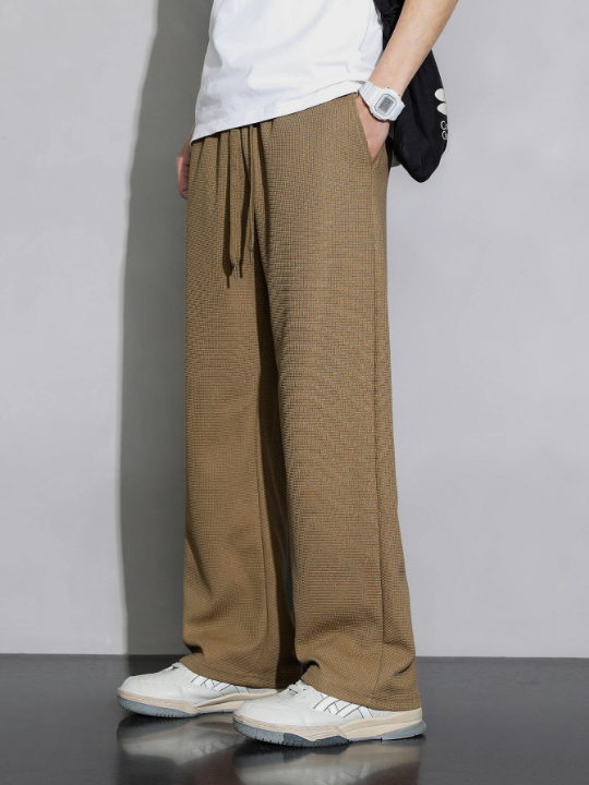 Men Drawstring Waist Straight Leg Pants