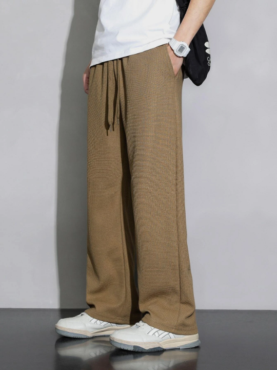 Men Drawstring Waist Straight Leg Pants