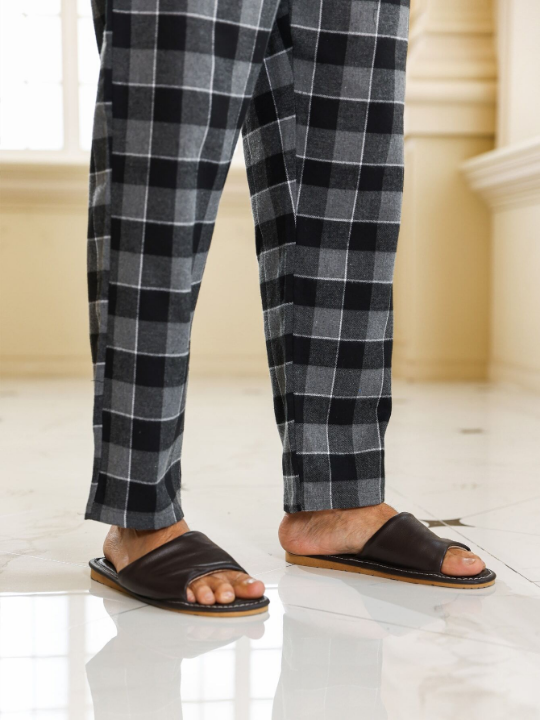 Men Plaid Print PJ Set