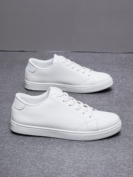 Men's Stylish Simple & Comfortable White Casual Sports Shoes, Slip-Resistant, Suitable For Four Seasons And Various Occasions