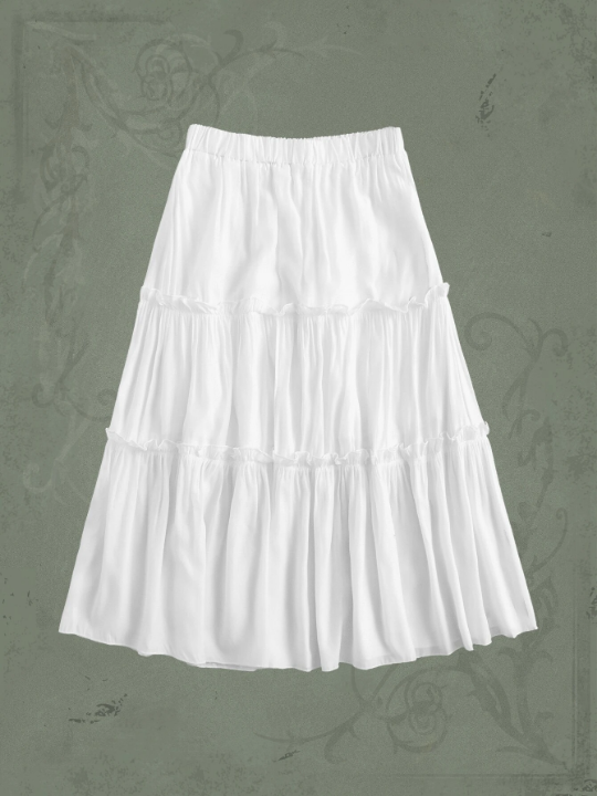 ROMWE Solid Frill Skirt