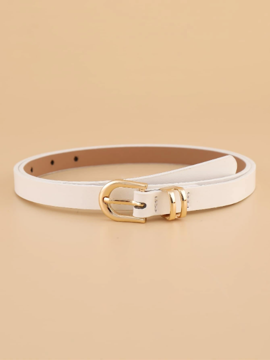 1pc Women Solid Metal Buckle Fashion Belt