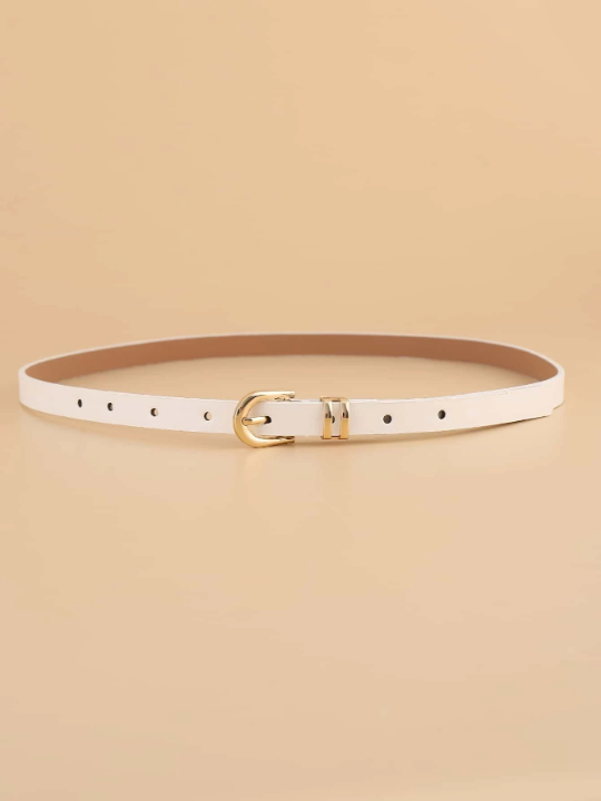 1pc Women Solid Metal Buckle Fashion Belt