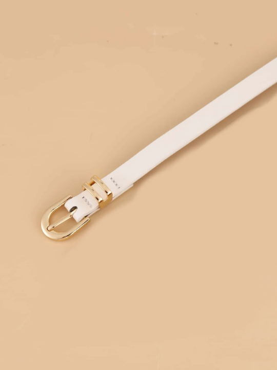 1pc Women Solid Metal Buckle Fashion Belt