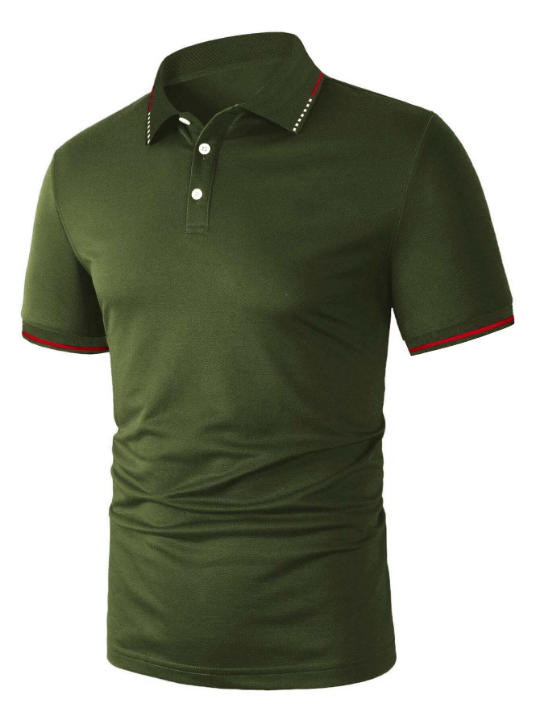 Manfinity Homme Men Striped Trim Polo Shirt