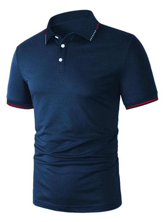 Manfinity Homme Men Striped Trim Polo Shirt