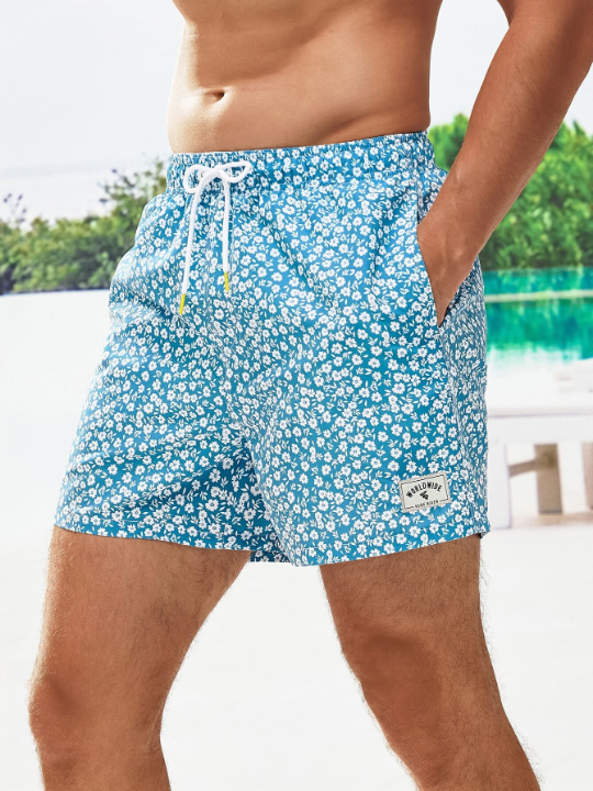 Manfinity Swimmode Men Ditsy Floral Drawstring Waist Shorts