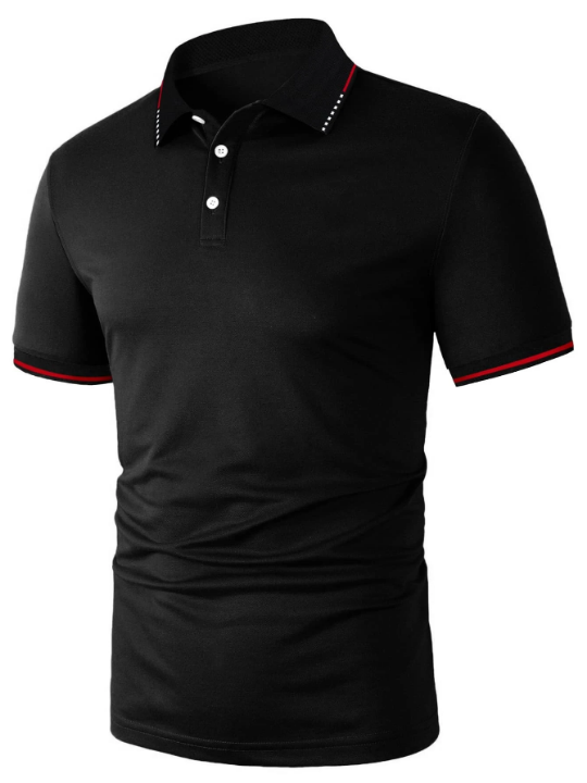 Manfinity Homme Men Striped Trim Polo Shirt