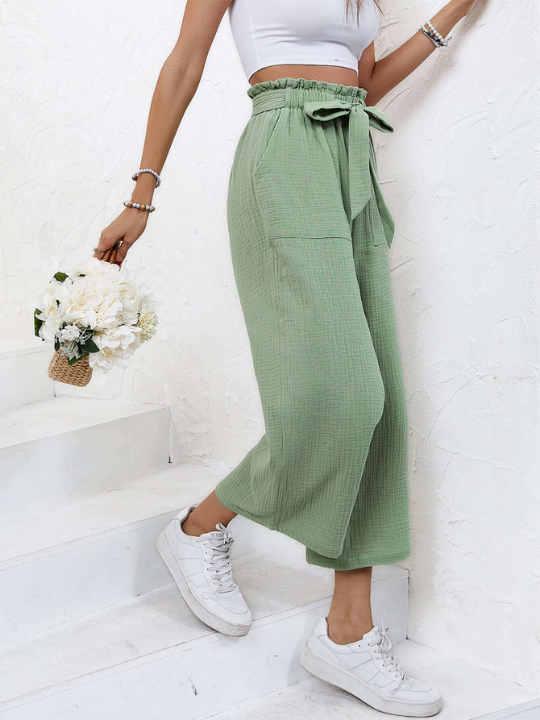 Frenchy Paperbag Waist Wide Leg Pants