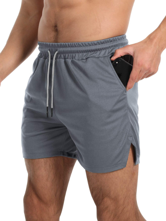 Sport Corelite Men Split Hem Drawstring Waist Sports Shorts With Towel Loop