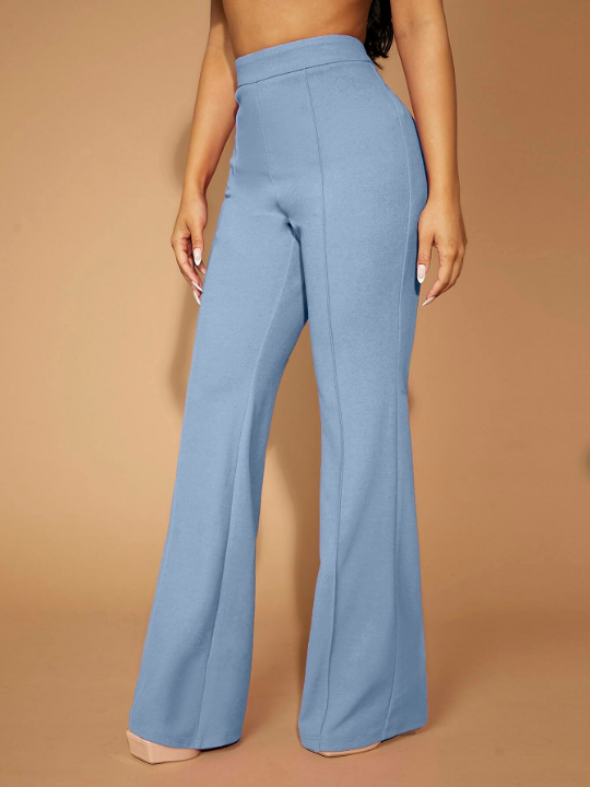 SXY Solid Seam Front Flare Leg Pants