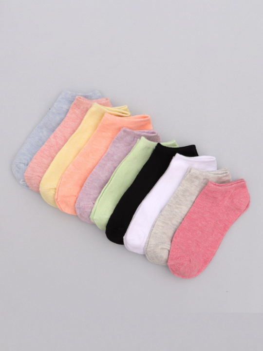 10pairs Solid Ankle Socks