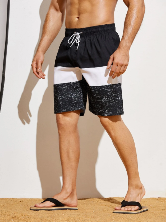 Manfinity Swimmode Men Color Block Flap Detail Swim Trunks