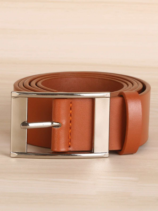 1pc Men Solid Square Buckle Fashion Belt