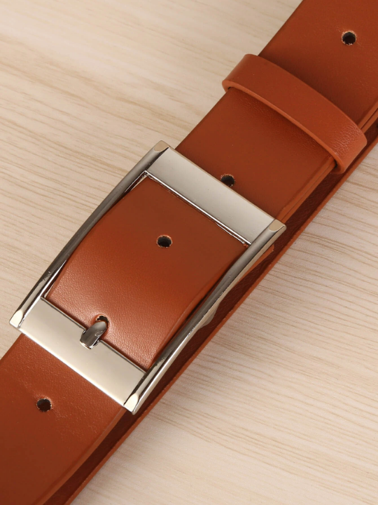 1pc Men Solid Square Buckle Fashion Belt