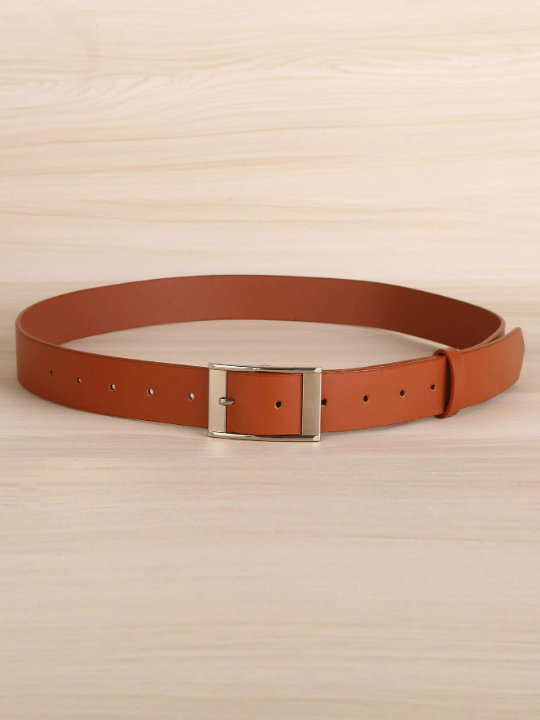 1pc Men Solid Square Buckle Fashion Belt