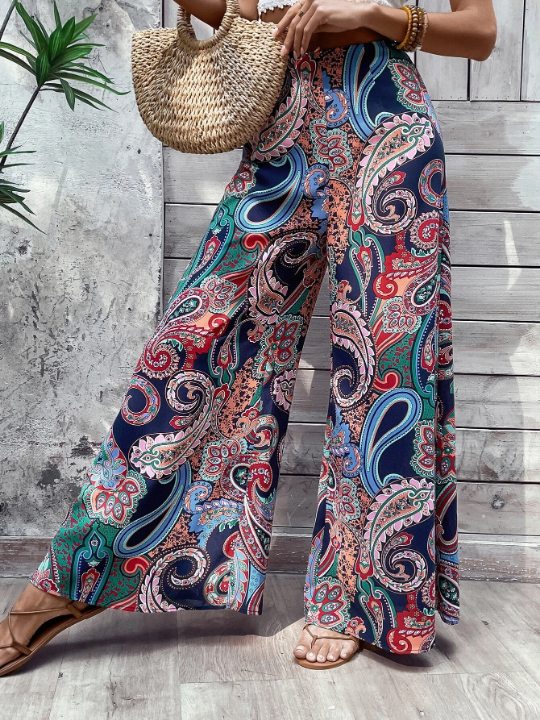 VCAY Paisley Print Wide Leg Pants