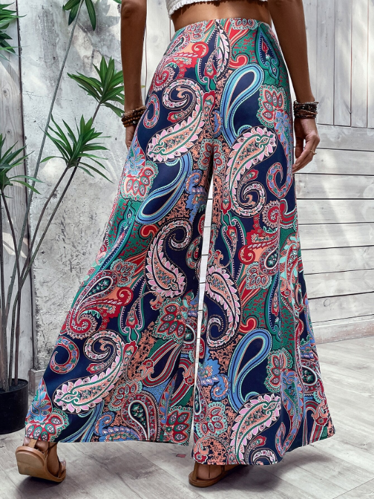 VCAY Paisley Print Wide Leg Pants