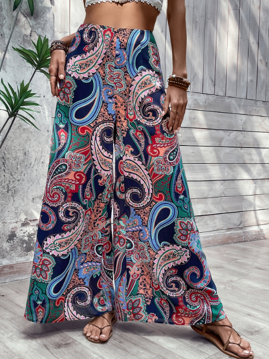 VCAY Paisley Print Wide Leg Pants