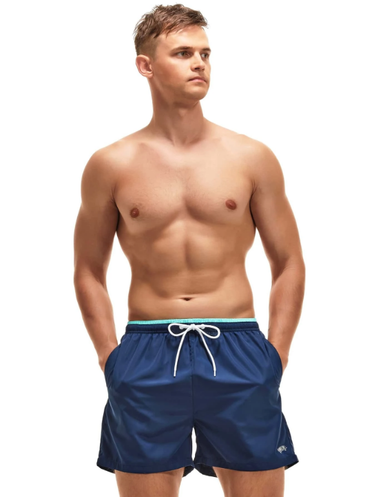 Manfinity Swimmode Men Letter Graphic Drawstring Waist Swim Trunks