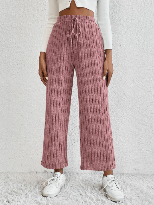 EZwear Knot Waist Wide Leg Pants