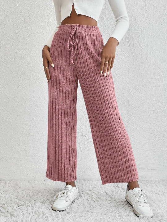 EZwear Knot Waist Wide Leg Pants