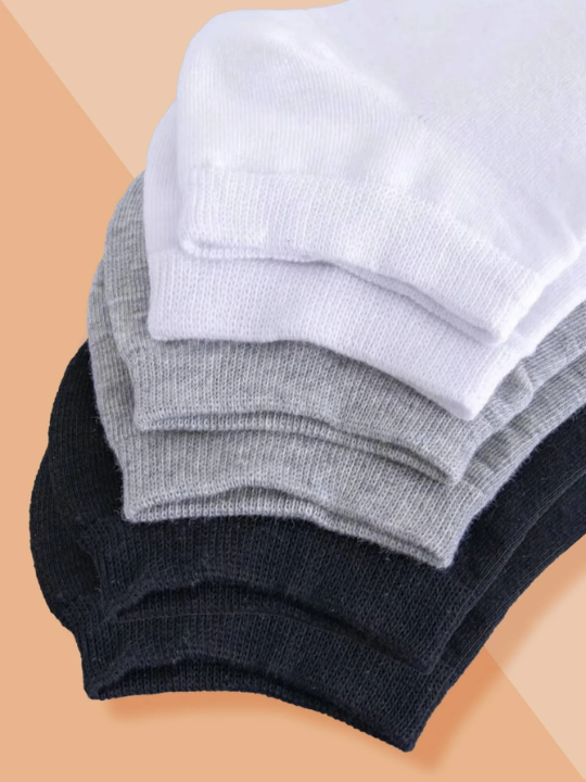 6 Pairs Men Random Color Solid Ankle Socks