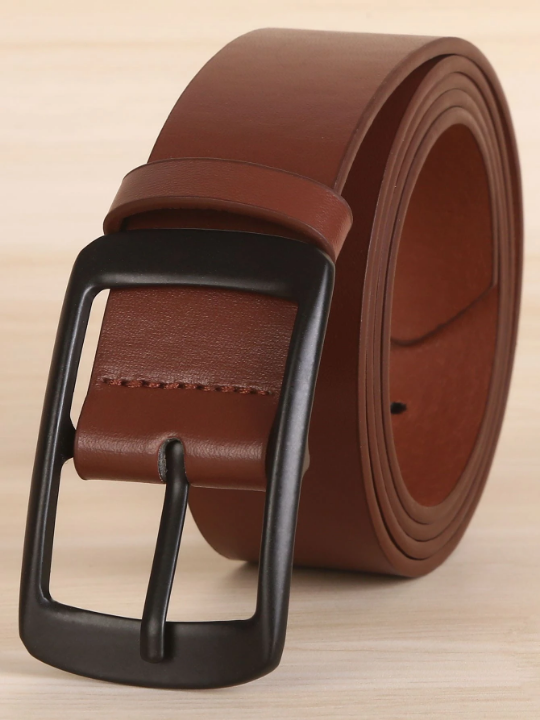 1pc Men Solid Square Buckle Casual Belt, For Daily Life