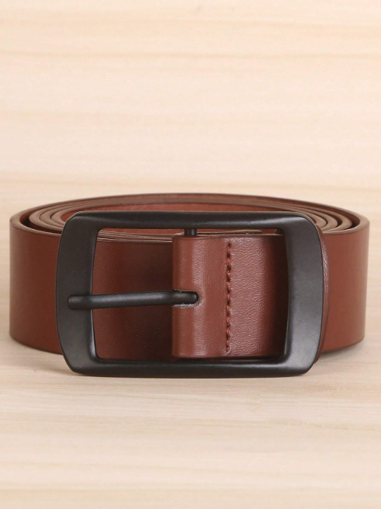 1pc Men Solid Square Buckle Casual Belt, For Daily Life