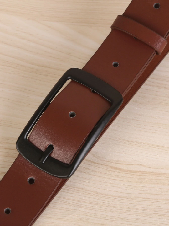 1pc Men Solid Square Buckle Casual Belt, For Daily Life